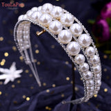 YouLaPan Pearl Rhinestone Tiara - Wedding Headpiece