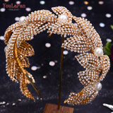 YouLaPan Pearl Rhinestone Tiara - Wedding Headpiece