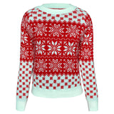 2021 Winter Christmas Clothes Red Snowflake Knitted Sweater Women Pullover O-Neck Ladies Sweaters