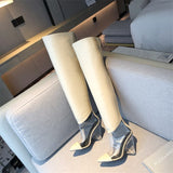 MStacchi Women Winter Transparent Over the Knee Boots Woman Pointed Toe 12CM Crystal High Heel Pump Fashion Silver Ladies Boots