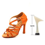 Ladingwu Bronze Silk Satin Latin Dance Shoes