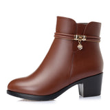 GKTINOO  Soft Leather Women's Zipper Ankle High Heels Boots