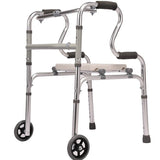 Walker Double Bend Four Legged Crutches for Disabled Exercise Rehabilitation Aid Aluminum Alloy Elderly Height Adjustable Walker