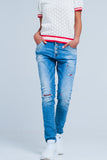 Distressed Skinny Boyfriend Jeans