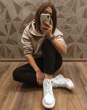 Soft Split Leather Women White Ankle Boots Motorcycle Boots Female Autumn Winter Shoes Woman Punk Motorcycle Boots 2020 Spring