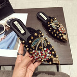 SWYIYV Woman Flats Shoes Rhinestone Cherry Spring