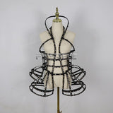 Full Color Digital LED Cage Clothing Suit Light Up Luminous Costumes Sexy Girl Tutu Ballet Dancing LED Hollowed-Out Dress