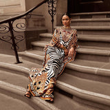 2022 African Print Boubou Free Size Women Chiffon Long Dress Batwing Sleeve Fashion Abaya for Women