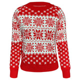 2021 Winter Christmas Clothes Red Snowflake Knitted Sweater Women Pullover O-Neck Ladies Sweaters