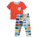 Contrast Pocket Tee - Lil Kid - Red & Light Gray