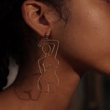 Unique Artsy Abstract Lady Breast Statement Hoop Earrings for Women Van Gogh Hollow Outline Body Earrings 2020 Femme Bijoux