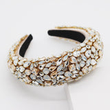 Baroque Hand Made Pearl Beading Gemstone Headband for Women
