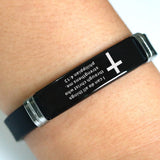 Cross Bible Christian Men Bracelet Adjustable Length Silicone Bangles