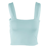 Polyester Summer Shirt Workout Crop Top Women's Black Tank Tops