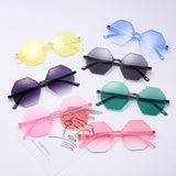 2021 Sun Flower Kids Fashion Flexible Soft Polygon Colorful Sunglasses Whole Children Sun Glasses Cheap With Promotion Logo