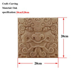 Chinese Dragon and Phoenix Mascot Unpainted Retro Line Wood Decals
