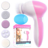 5 6 in 1 Electric Facial Brush Washing Face Cleansing Massager Machine Silicone Skin Beauty Makeup Cleanser Remover Device Sets