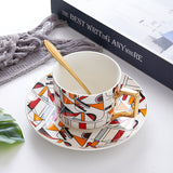 Bone China Tea Mug Coffee Cup Set With Golden Handle Drinkware Set