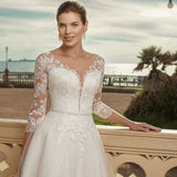 Fashion Lace Wedding Dresses With Sleeves Vestidos De Novia Elegant Beaded A-Line Bridal Gown Country Bride Dress