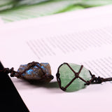 Natural Crystal Quartz Necklace Pocket Pendant with Weave Rope Net