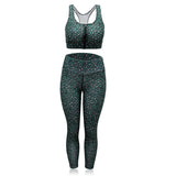 Aoxjox Yoga Women Seamless Gym Sport Leopard Print  Pants Workout Leggings Sexy High Waist Trousers Leopard Print Set