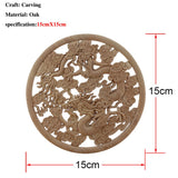 Chinese Dragon and Phoenix Mascot Unpainted Retro Line Wood Decals