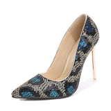 Fashionable Sexy Women's Shoes Sequins Printed Pointed High Heels