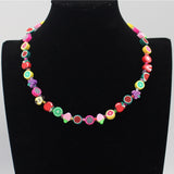 Candy Color Random Resin Fruit Beads Necklace for Women Sweet Girls Soft Clay Choker Pearl Collares Handmade Femme Jewelry