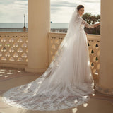 Fashion Lace Wedding Dresses With Sleeves Vestidos De Novia Elegant Beaded A-Line Bridal Gown Country Bride Dress