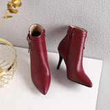 ZawsTia PU Leather Snakeskin Print High Heeled Boots for Women