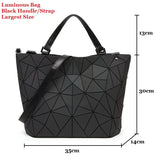 Luminous Hologram Geometry Tote Quilted Shoulder Crossbody Handbag for Women