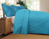 DaDa Bedding Gentle Wave Turquoise Teal Blue Lagoon Lightweight Quilted Bedspread Set (LH3000)