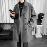 Everland OEM Coat Mens Double Breasted Windbreaker Long Style Woolen Overcoat Blouses Male Winter Fashion Wear