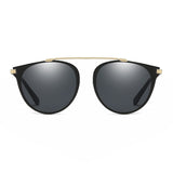 FRISCO | A18 - Modern Horn Rimmed Metal Frame Round Sunglasses