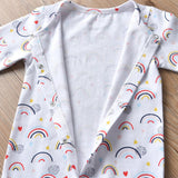 2Pcs Newborn Baby Girls Clothes Outfits Set Cute Rainbow Print Cotton Long Sleeve Jumpsuit and Headband Infant Toddler Clothing
