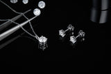 T90A New Arrival Moissanite Diamond White Gold Plated Silver Necklace and Earring Jewelry Set