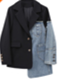 Wholesale Women Blazer Denim Blazer Toxedo Patched Women Blazer Factory Dropship