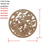 Chinese Dragon and Phoenix Mascot Unpainted Retro Line Wood Decals