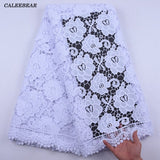 Pure White Guipure Cord Lace Fabric 2020 High Quality Nigerian Laces Fabrics African Water Soluble Lace for Wedding Dress S2021