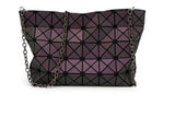 Luminous Hologram Geometry Tote Quilted Shoulder Crossbody Handbag for Women