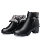 GKTINOO  Soft Leather Women's Zipper Ankle High Heels Boots