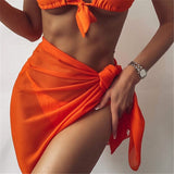 2021 Sexy Women Chiffon Swimwear Pareo Scarf Cover Up Wrap Kaftan Sarong Beach Wear 18 Color Bikinis Cover Ups Sexy Skirts