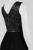 Adrianna Papell Boat Neck Sleeveless Embellished Bodice Ruched Chiffon - shopwishi 