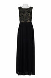 Adrianna Papell Boat Neck Sleeveless Embellished Bodice Ruched Chiffon - shopwishi 