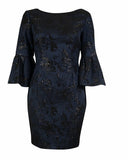 Short Sleeve Woven Jacquard Cocktail Dress