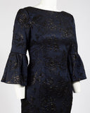 Short Sleeve Woven Jacquard Cocktail Dress