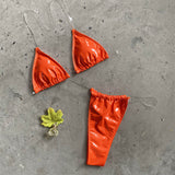 New Mirror Bright Leather PU Bikini Transparent Bandage Swimsuit Sexy Split Swimsuit