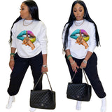 Fall Clothing for Women Print Women Two Piece Set O-Neck Casual 2 Piece Set Long Sleeve Two-Piece Set