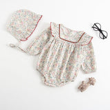 Baby Girls Rompers Newborn Baby Girls Long Sleeve Romper Hat Jumpsuit 2019 Spring Children Kids Outfit Clothes 2pcs Baby Romper