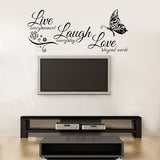 Live Laugh Love Butterfly Flower Wall Art Sticker for Home Decor